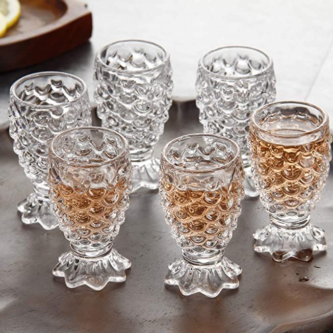 Red-Rubby Pineapple Design Crystal Glass Water Juice Jug with Glasses | 1 Jug with 6 Glasses Set for Drink | Stylish Crystal Desire Lemon Juice Water Jug | (1.3L Jug) (220 ml Each Glass) - Image 4