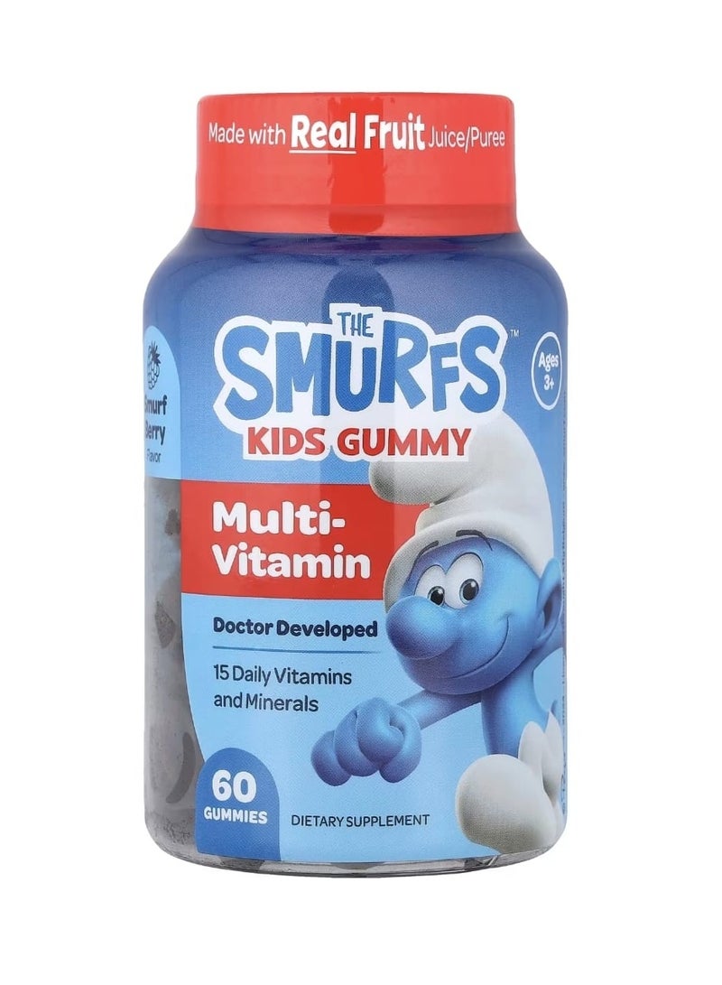 THE SMURFS Kids Gummy Multi-Vitamin Ages 3+ Smurf Berry 60 Gummies - Image 1