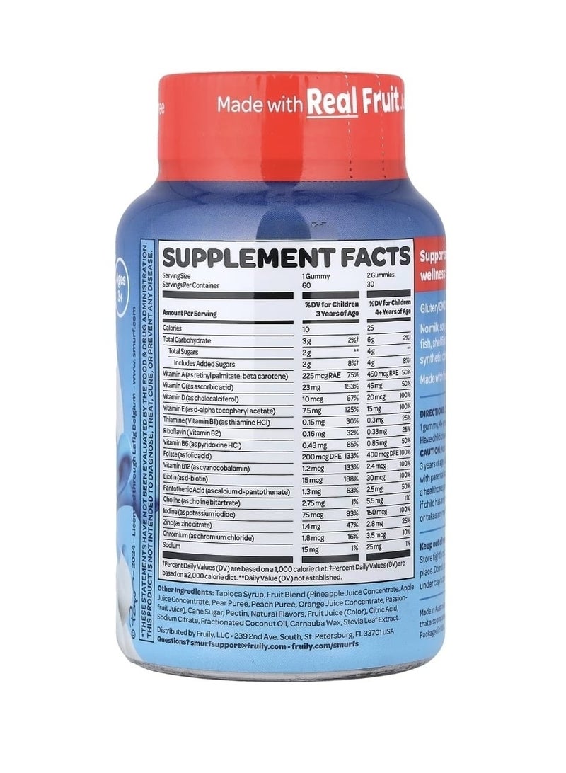 THE SMURFS Kids Gummy Multi-Vitamin Ages 3+ Smurf Berry 60 Gummies - Image 2
