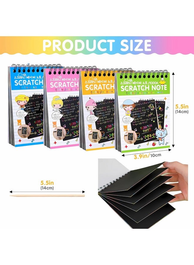 Sillyme 4pc Magical Scratch Book for Kids - Return Gifts Birthday Party for Kids - Best Birthday Return Gifts for Kids in Bulk - Magic Drawing Set Painting Activity Book Doodle Books - Scratch Note Book (4) - Image 2