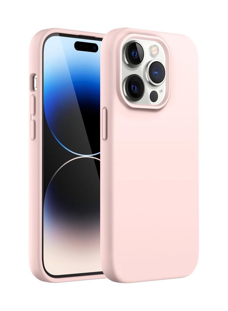 أكاليكس جراب سيليكون متوافق مع iPhone 14 Pro، جراب هاتف سيليكون سائل رفيع مع طبقات من المطاط الناعم، ممتص صدمات مقاوم للصدمات مع بطانة من مادة TPU (وردي) - Image 1