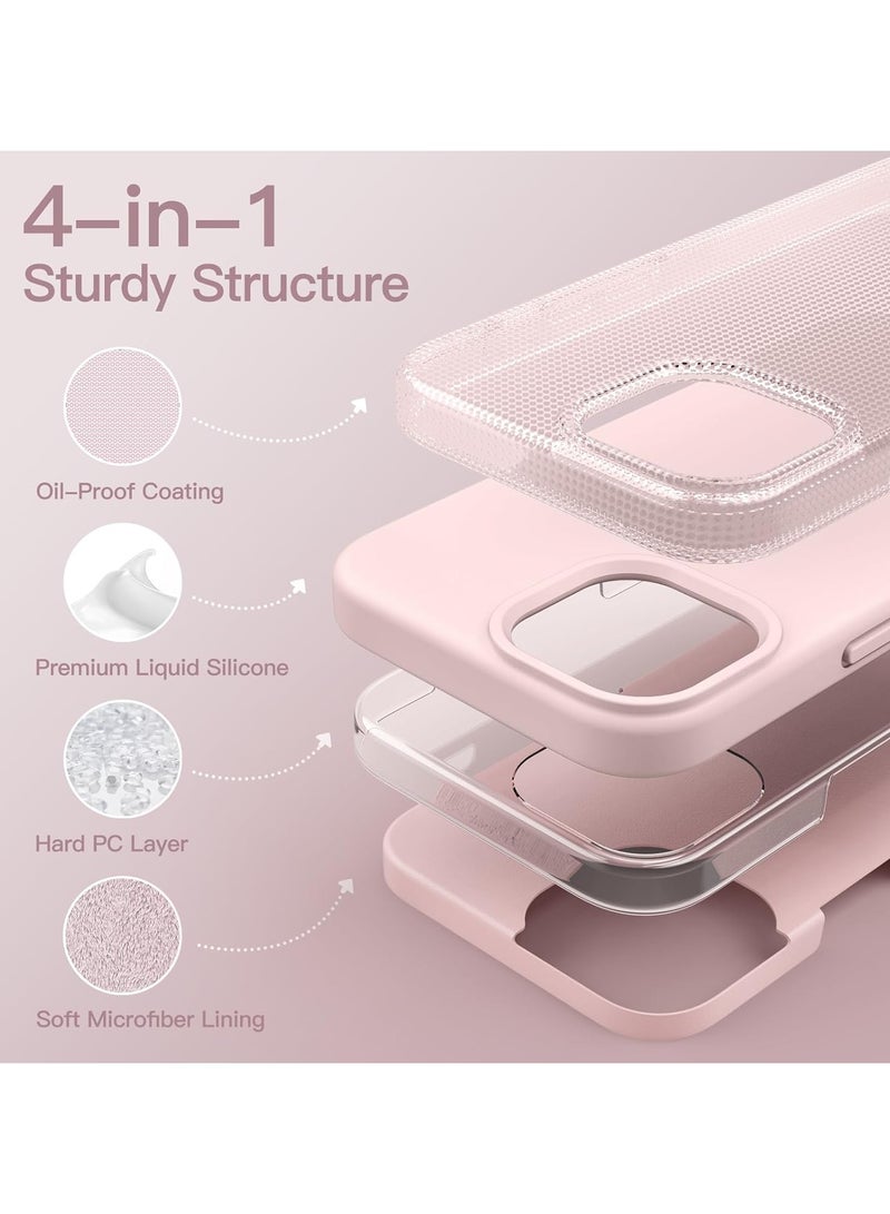أكاليكس جراب سيليكون متوافق مع iPhone 14 Pro، جراب هاتف سيليكون سائل رفيع مع طبقات من المطاط الناعم، ممتص صدمات مقاوم للصدمات مع بطانة من مادة TPU (وردي) - Image 3