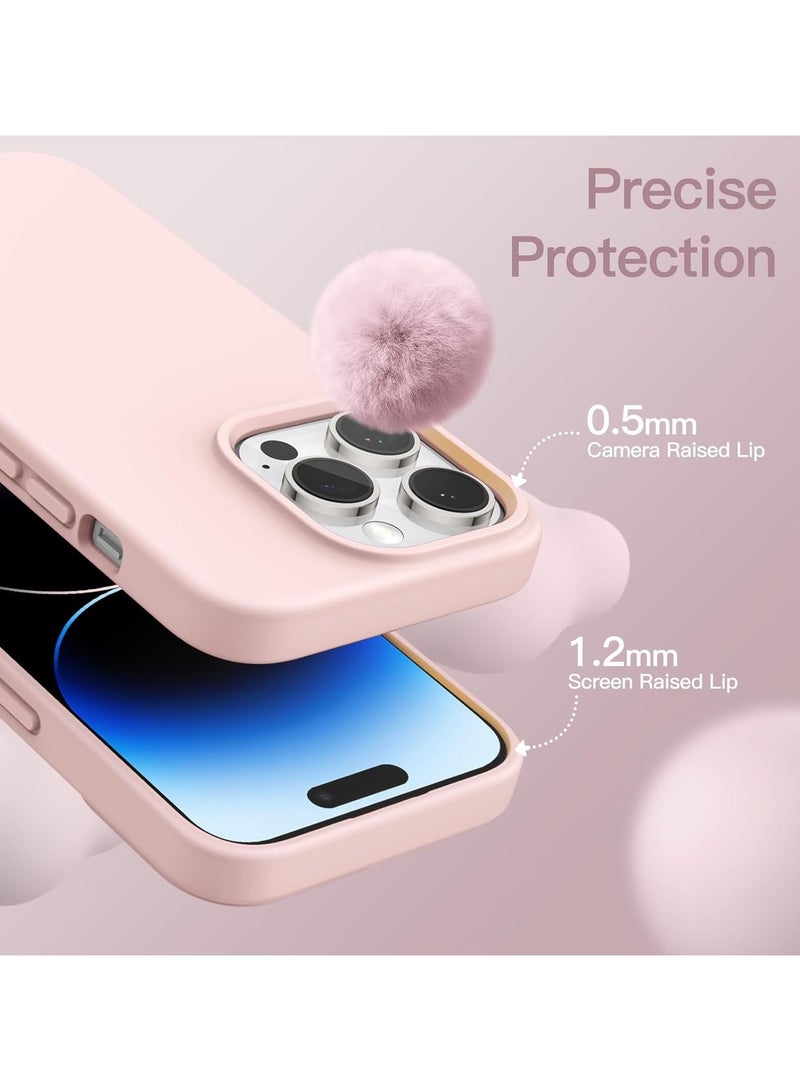 أكاليكس جراب سيليكون متوافق مع iPhone 14 Pro، جراب هاتف سيليكون سائل رفيع مع طبقات من المطاط الناعم، ممتص صدمات مقاوم للصدمات مع بطانة من مادة TPU (وردي) - Image 4