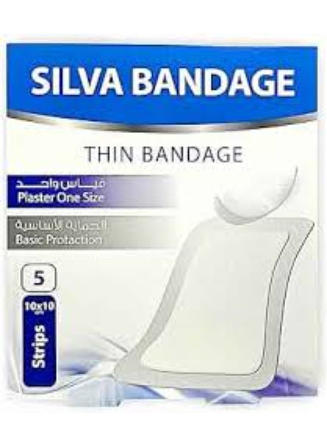 SILVA BANDAGE THIN  PLASTER ONE SIZE 10* 10CM 5 STRIPS
