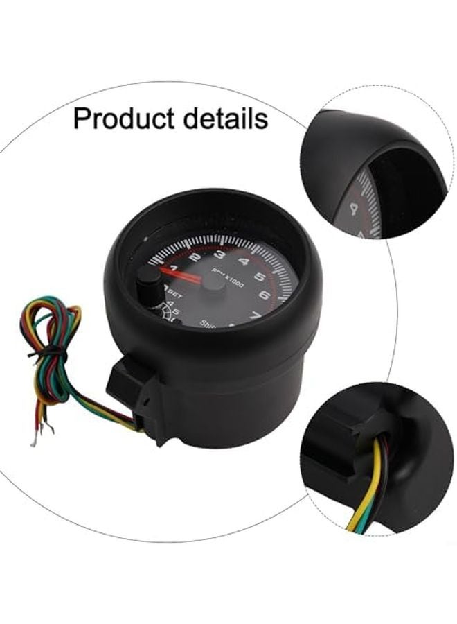 عداد سرعة السيارة 12 فولت مع ضوء تحويل LED 0-8000 دورة في الدقيقة، عداد فولت لمحركات 4 و6 و8 أسطوانات، أسود من مادة ABS - Image 4