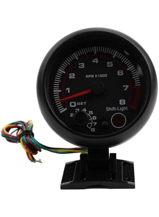 عداد سرعة السيارة 12 فولت مع ضوء تحويل LED 0-8000 دورة في الدقيقة، عداد فولت لمحركات 4 و6 و8 أسطوانات، أسود من مادة ABS - Image 2