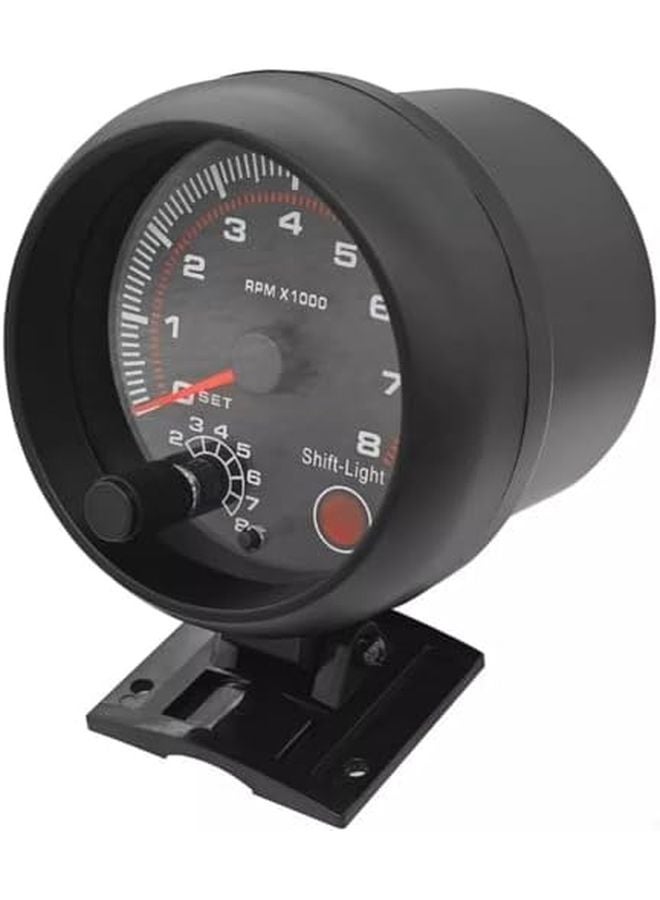 عداد سرعة السيارة 12 فولت مع ضوء تحويل LED 0-8000 دورة في الدقيقة، عداد فولت لمحركات 4 و6 و8 أسطوانات، أسود من مادة ABS - Image 3