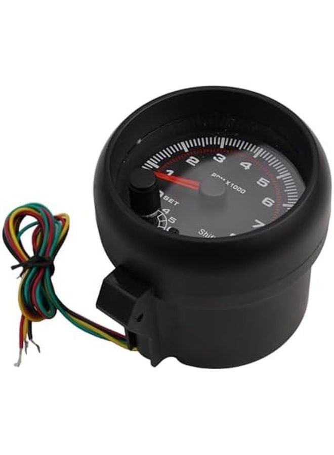 عداد سرعة السيارة 12 فولت مع ضوء تحويل LED 0-8000 دورة في الدقيقة، عداد فولت لمحركات 4 و6 و8 أسطوانات، أسود من مادة ABS - Image 5