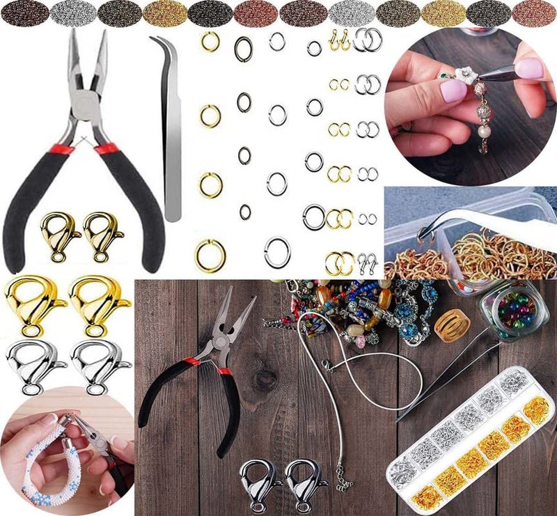 DIY Crafts DIY Crafts 300x Approxe, Silver Kit, Jewelry Making Starter Kit -Assorted Beads, Craft Wire, Hoops for Pendants, Plier Set, Cutting (300x Approxe, Silver Kit)  - Image 2