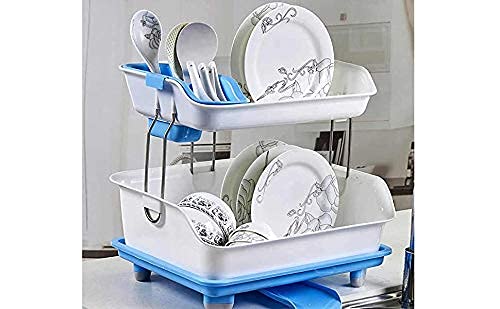 OANGO Dish RackDish Drainer Rack for Kitchen Dish Drying Rack with Tray Kitchen Large Size Drainer for Drying Over The Sink Plastic and Steel 355 x 458 x 186 cm Multi Color - Image 1