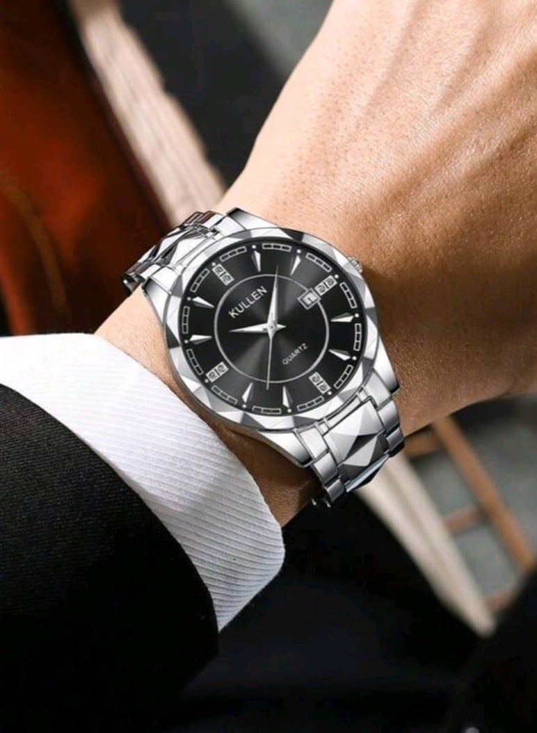 KULLEN A luxurious watch for men, made of stainless steel bracelet, sports, business, elegance, casual, circular scorpions, working with Quartz movement - Image 4
