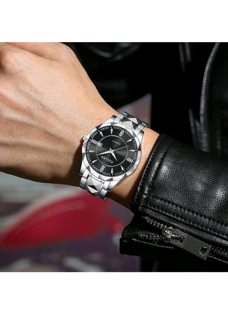 KULLEN A luxurious watch for men, made of stainless steel bracelet, sports, business, elegance, casual, circular scorpions, working with Quartz movement - Image 2