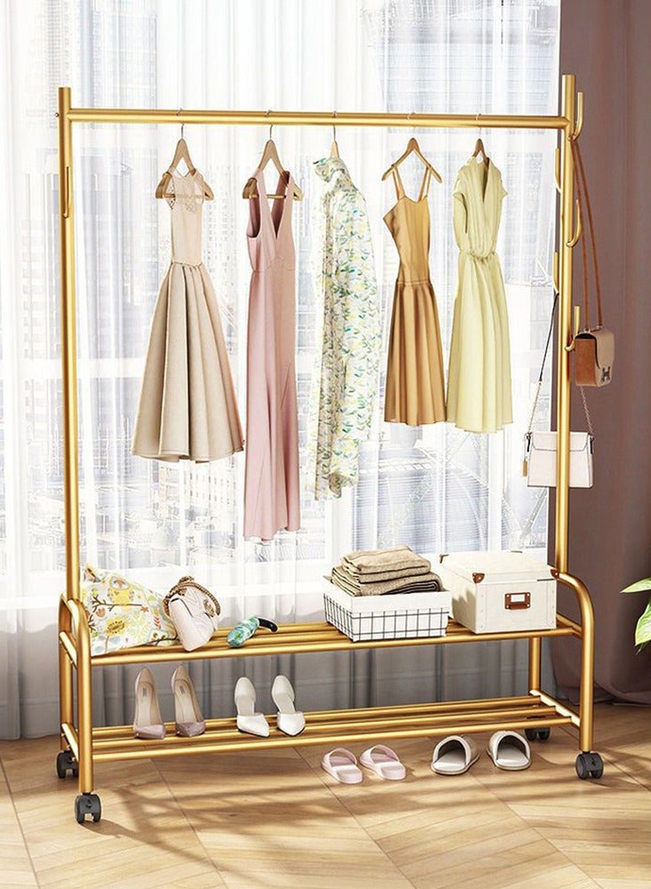 YQbest Fashionable and Versatile Coat Rack and Clothes Hanger Stand with Wheels,for a Sleek and Organized Living Space(Gold) 165x100x37cm  - Image 5
