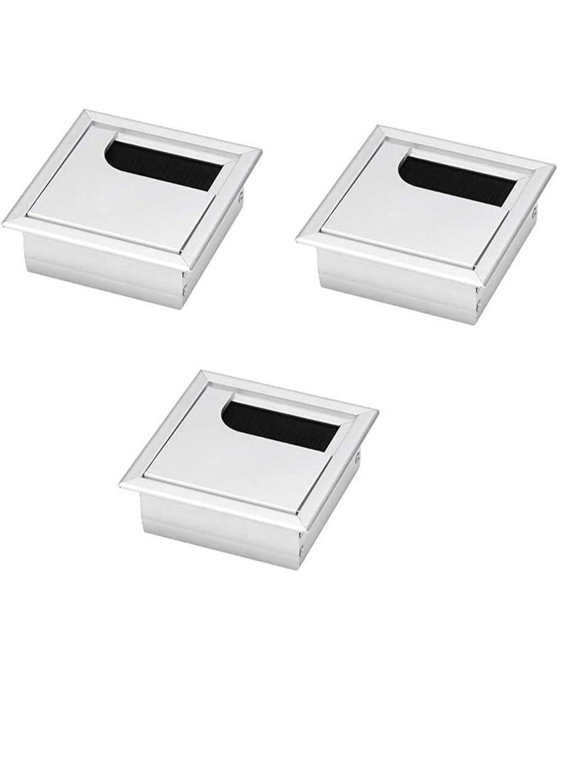 DKURVE - Computer Desk Grommet 80 x 80mm Aluminum Desk Cable  3-PACK - Image 1