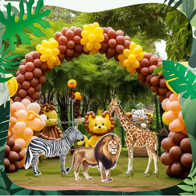 Amyhill 3 Pcs Jungle Safari Animal Cardboard Cutout Standup Life Size Safari Birthday Party Decorations Lion Giraffe Zebra Cardboard Cutouts for Baby Shower Birthday Party Photo Backdrop Favors - Image 5