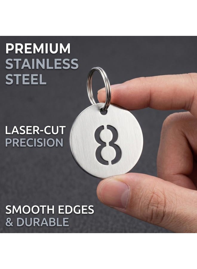 Simidobook Number Key Tags, Round Metal Number Tags Stainless Steel Number ID Key Tags with Hole Number Key Ring Chain with Split Ring for Organized Coding Key Box Cabinet System Identifiers (50, 1-50) - Image 4