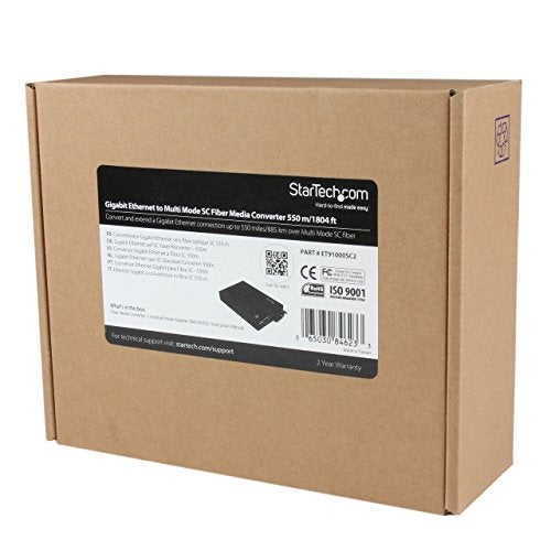 StarTech.com Multimode (MM) SC Fiber Media Converter for 1Gbe Network - 550m Range - Gigabit Ethernet -Remote Monitoring - 850nm, TAA (ET91000SC2) - Image 5