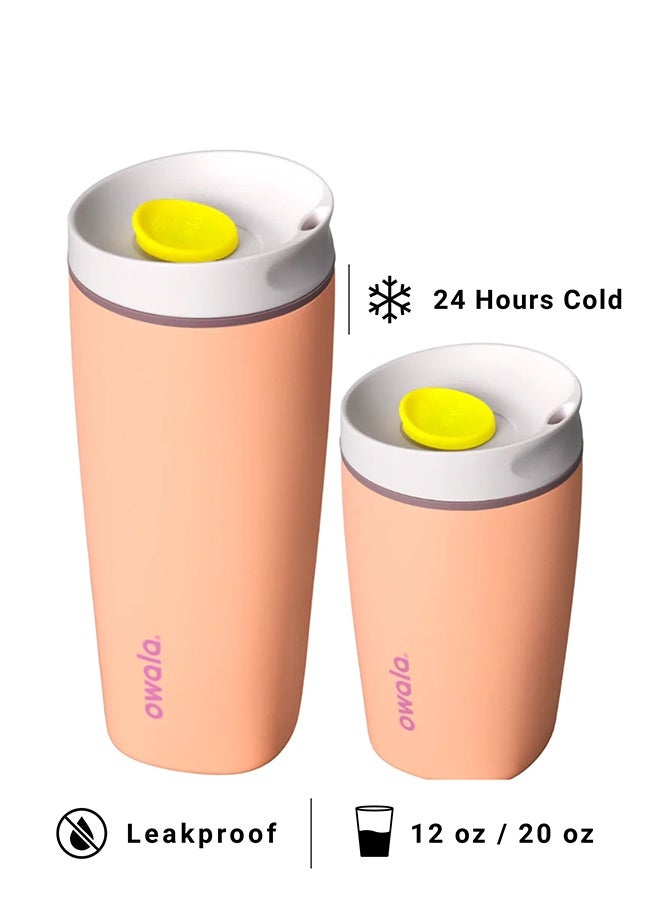 كوب قهوة SmoothSip Slider المعزول من الفولاذ المقاوم للصدأ، سعة ٢٠ أونصة/١٢ أونصة، كوب قهوة مثلجة قابل لإعادة الاستخدام، كوب قهوة ساخنة للسفر، خالٍ من مادة BPA - Image 1
