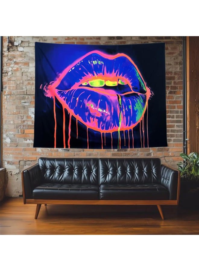 TUGCAY Lips Black Light Tapestry, Blacklight Tapestry UV Reactive Lip Flowing with Liquid Tapestries Wall Hanging for Bedroom Dorm Decor(51.2 x 59.1 Inches) - Image 4