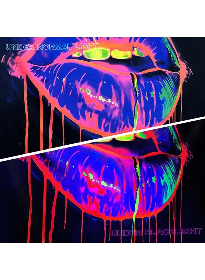 TUGCAY Lips Black Light Tapestry, Blacklight Tapestry UV Reactive Lip Flowing with Liquid Tapestries Wall Hanging for Bedroom Dorm Decor(51.2 x 59.1 Inches) - Image 5