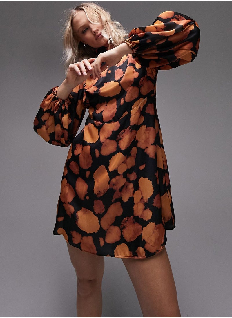 TOPSHOP High Neck Floral Print Dress  - Image 1