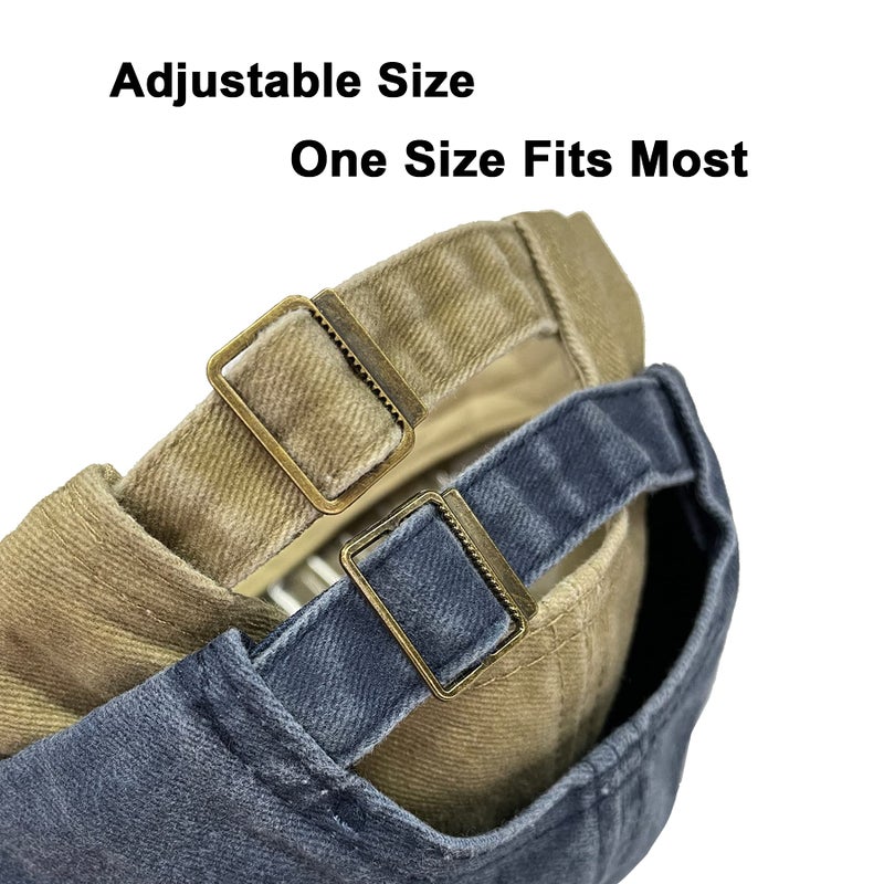 PFFY 2 Packs Vintage Washed Distressed Baseball Cap Dad Golf Hat Black+Blue - Image 4