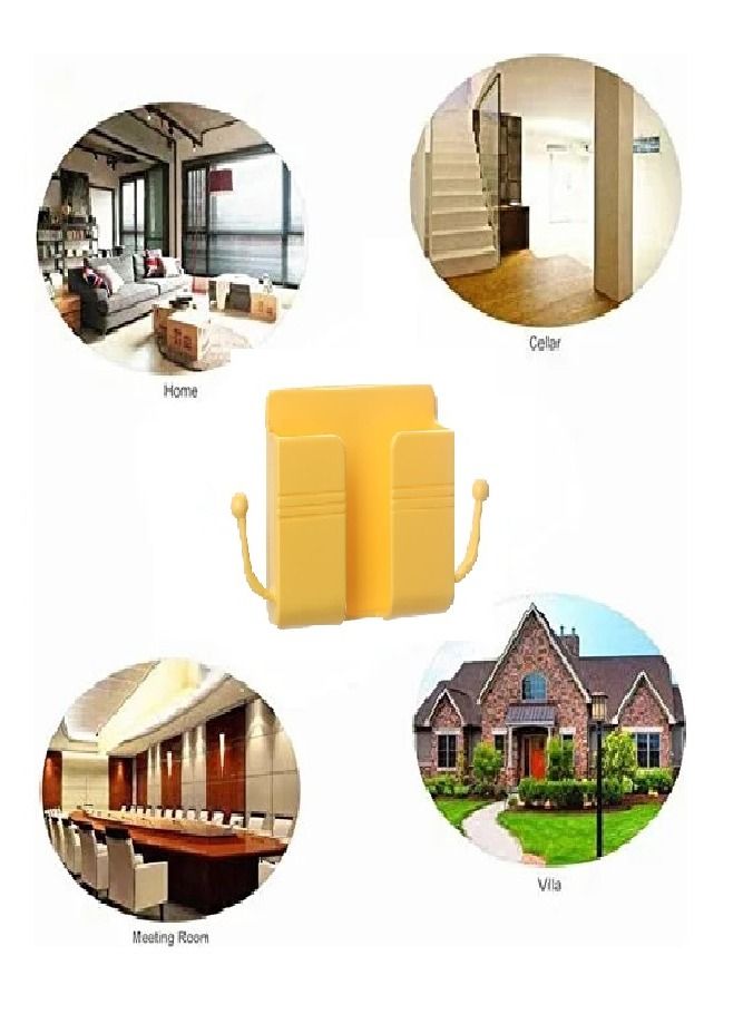 Wall Mounted Storage Box, Pink Remote Control Storage Box, Wall Mounted Remote Control Storage Box with 2 Hooks for Remote Control, Cell Phone, Headphones Yellow - Image 1