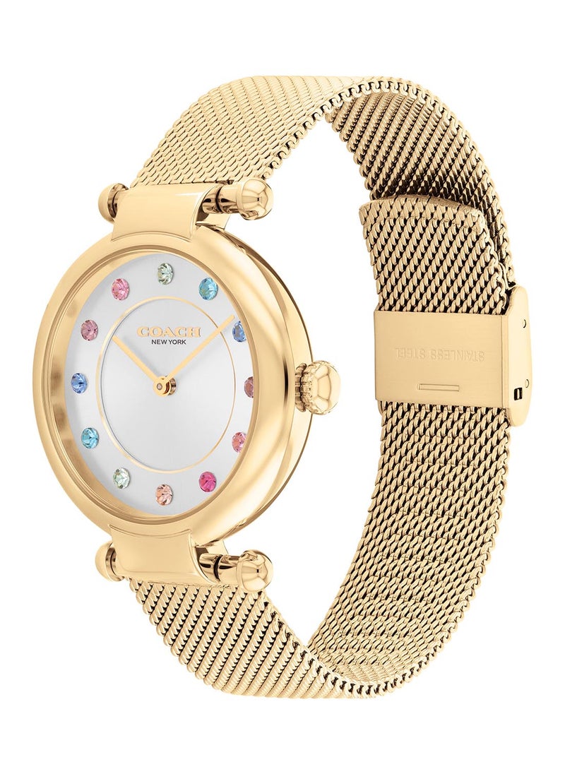 COACH - ساعة كوبيش على شكل دائري للنساء بإطار فضي أبيض - 14000112 - Image 1