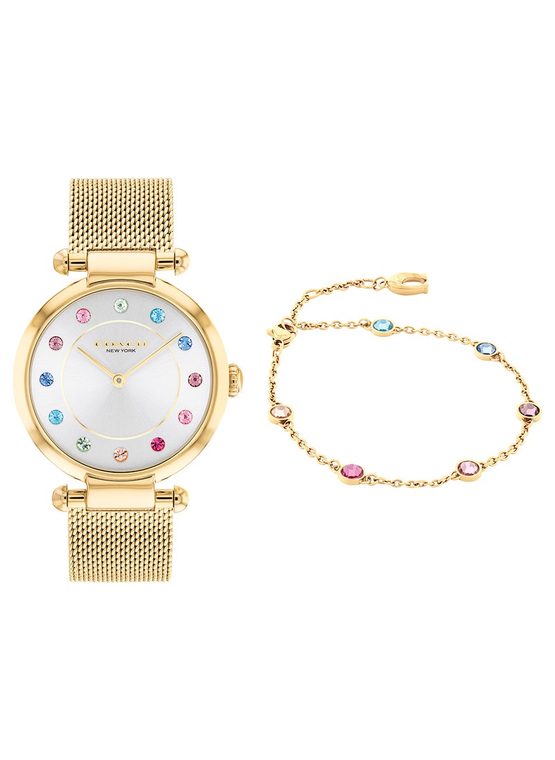 COACH - ساعة كوبيش على شكل دائري للنساء بإطار فضي أبيض - 14000112 - Image 1
