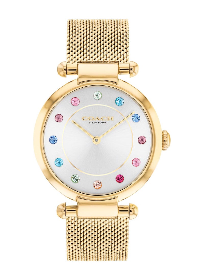 COACH - ساعة كوبيش على شكل دائري للنساء بإطار فضي أبيض - 14000112 - Image 1