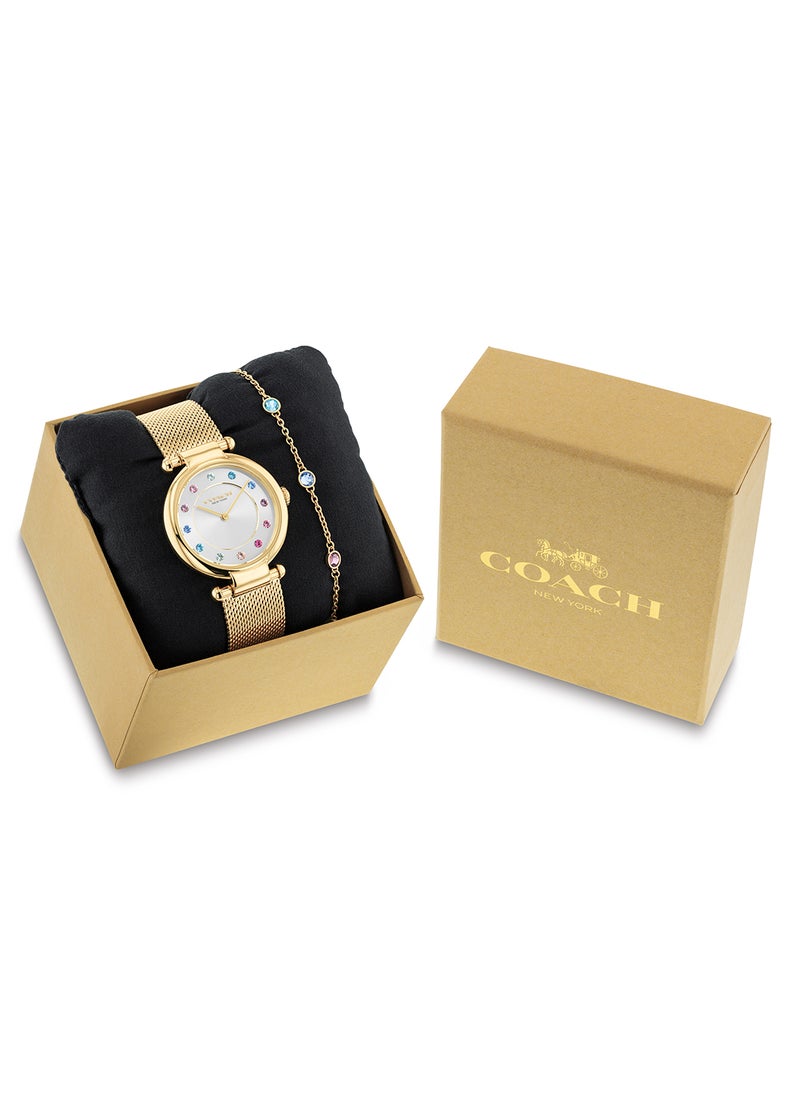 COACH - ساعة كوبيش على شكل دائري للنساء بإطار فضي أبيض - 14000112 - Image 1