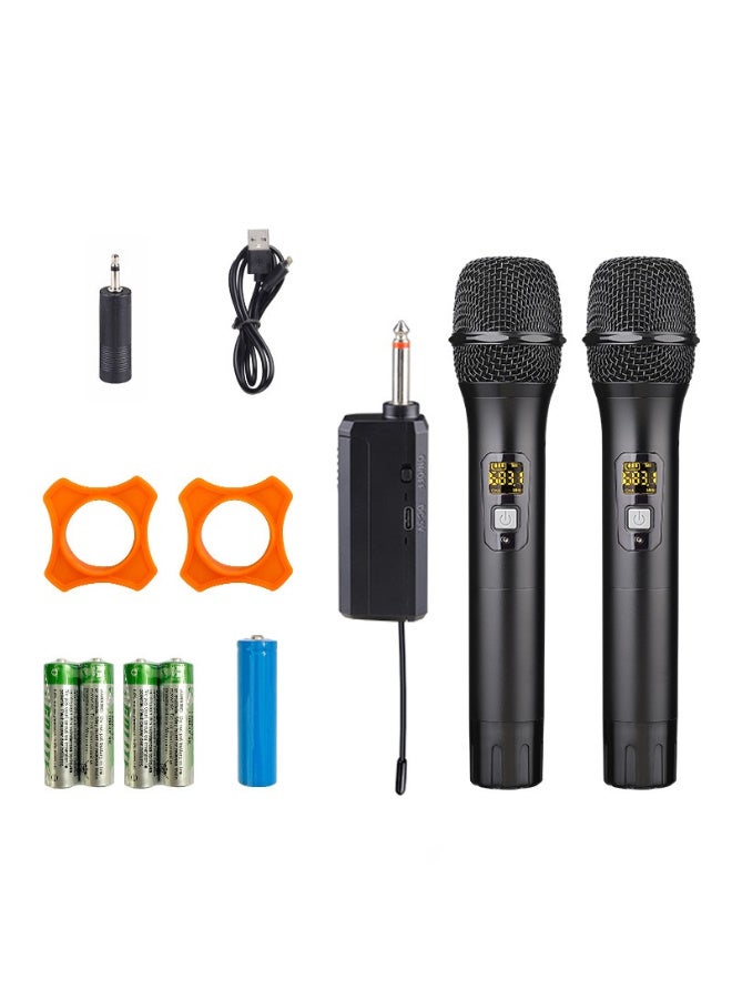 نظام الميكروفون اللاسلكي الاحترافي ZFSZ E2 ثنائي الترددات UHF مع ترددات قابلة للتعديل، ومستقبل قابل لإعادة الشحن، ومجموعة كاملة من الملحقات، مخصص للكاريوكي والمؤتمرات والحفلات - Image 1