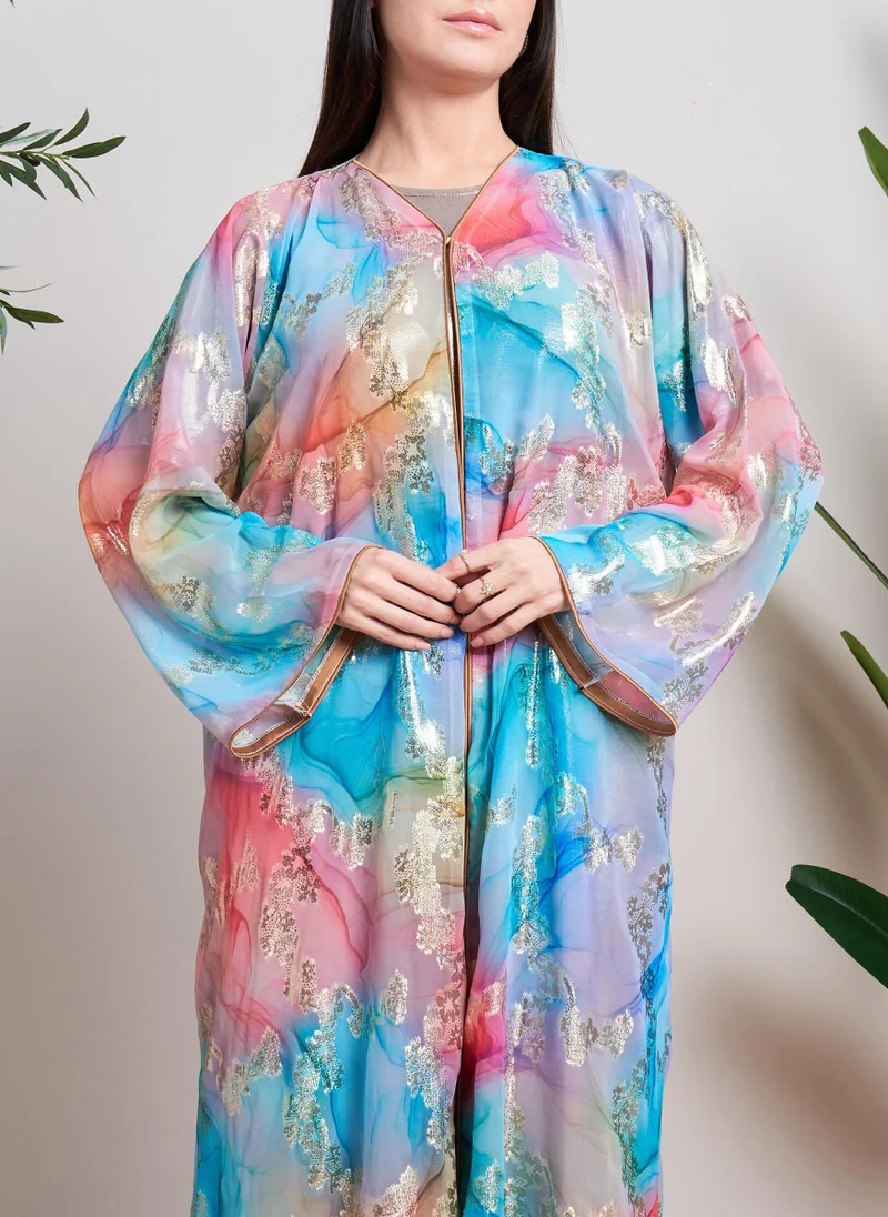 كوتور لابس Multicolored Weaved Festive Abaya without Sheila