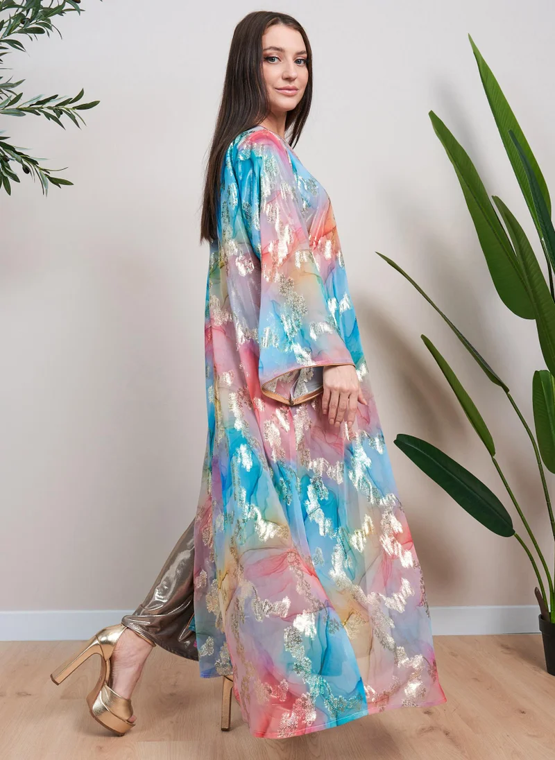 Couturelabs Multicolored Weaved Festive Abaya without Sheila