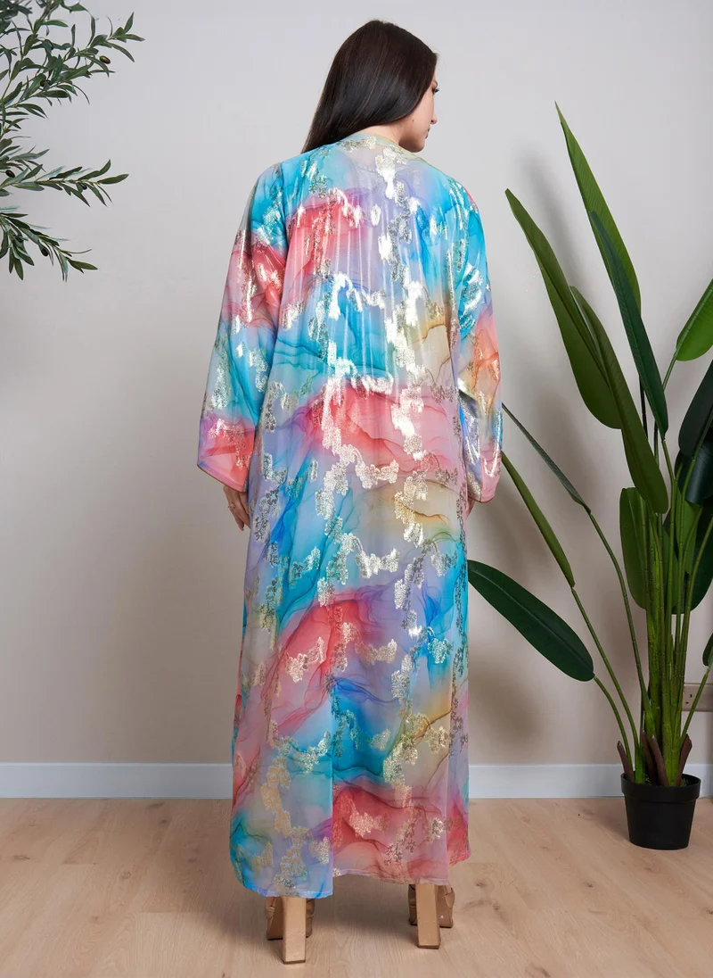 كوتور لابس Multicolored Weaved Festive Abaya without Sheila