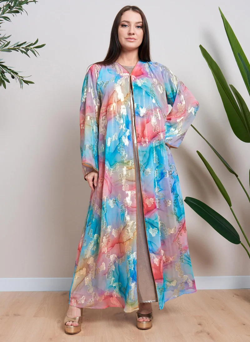 Couturelabs Multicolored Weaved Festive Abaya without Sheila