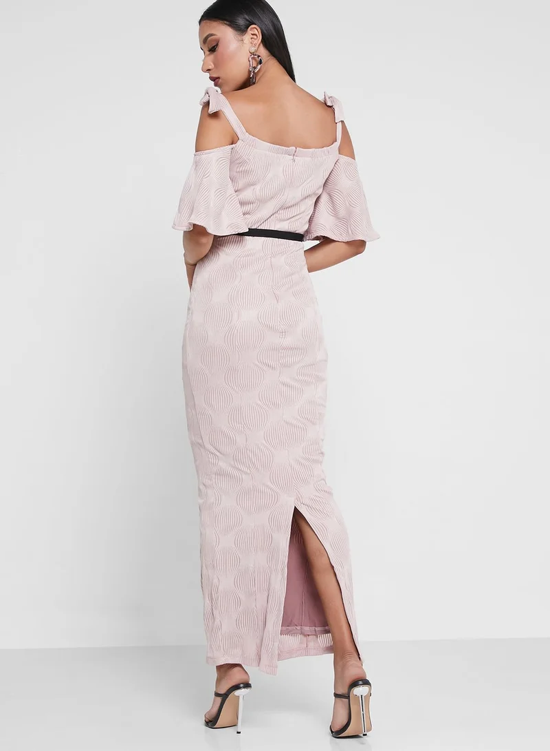 Amri Floral Print Cold Shoulder Dress