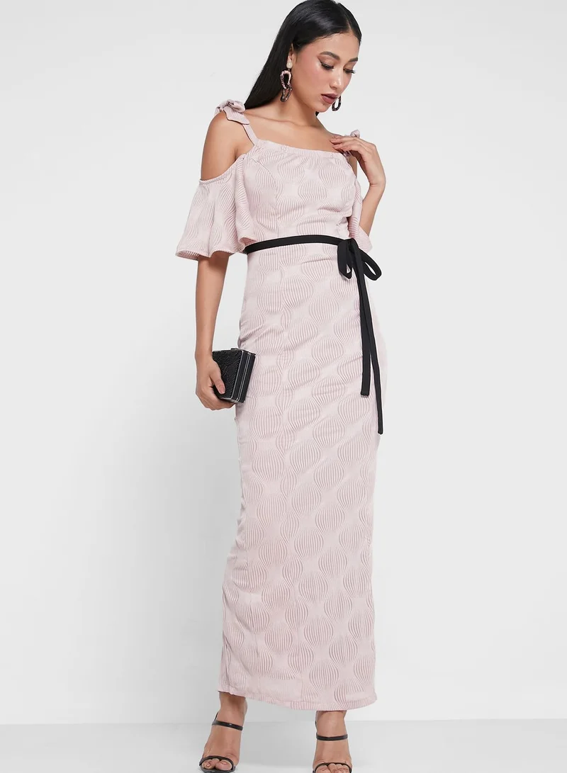 Amri Floral Print Cold Shoulder Dress