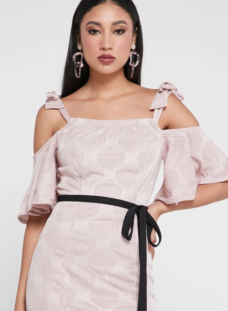 Amri Floral Print Cold Shoulder Dress