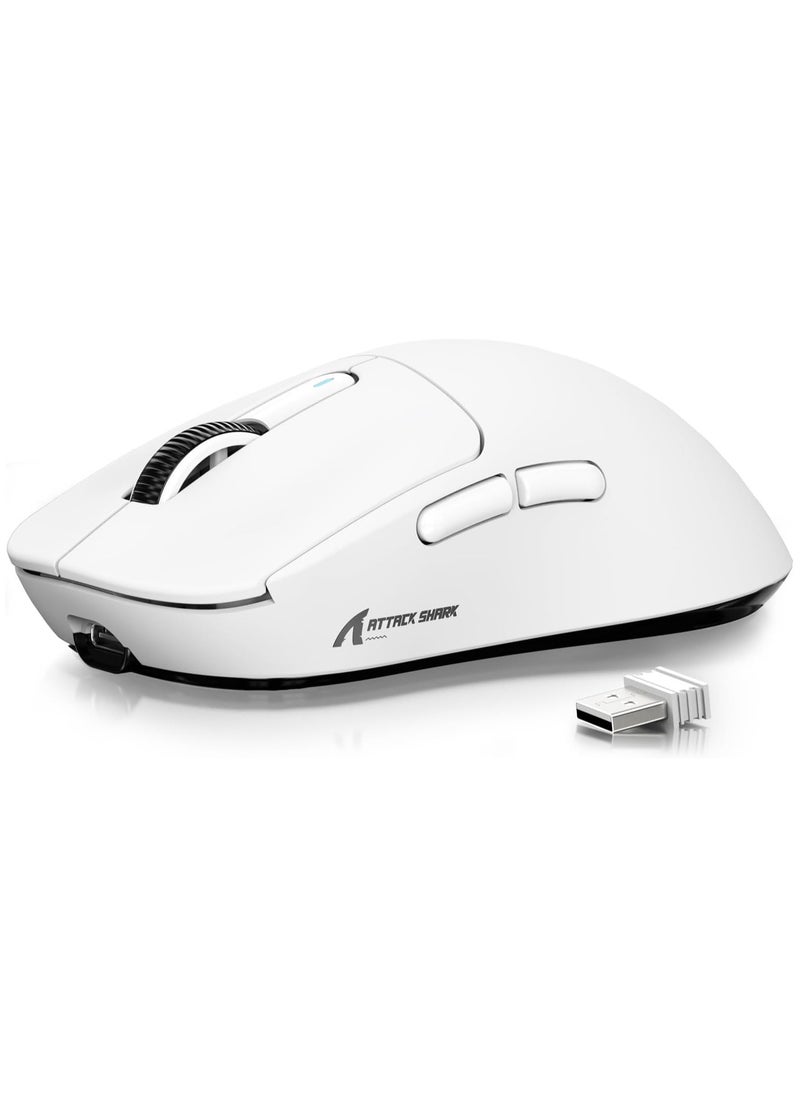 Attack Shark X3 Lightweight Wireless Gaming Mouse with Tri-Mode 2.4G/USB-C Wired/Bluetooth,26K DPI, PAW3395 Optical Sensor,Kailh GM8.0 Switch,5 programmable Buttons for PC/Win/Mac(White)  - Image 1