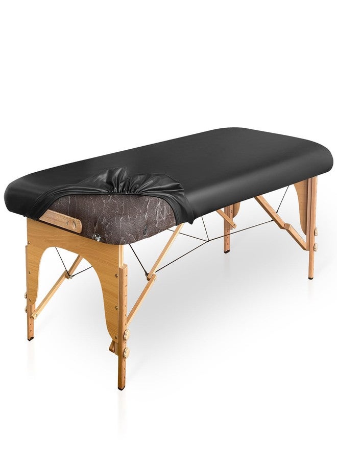 WENZMOC PU Leather Massage Table Cover Wipeable Vinyl Massage Spa Bed Cover Waterproof & Oilproof Lash Bed Covers Fitted 32" Wide (Black, 1 PCS) - Image 1