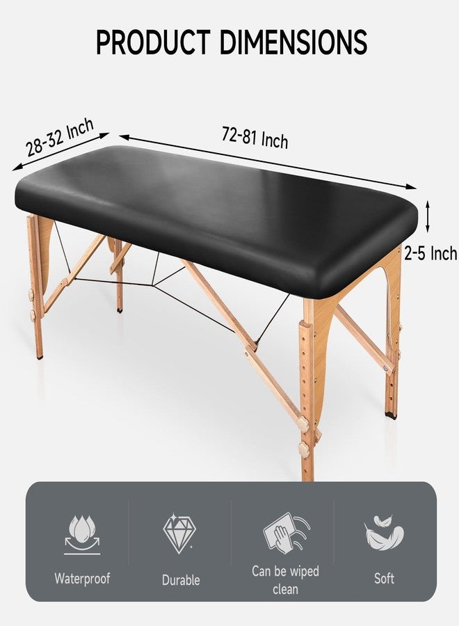 WENZMOC PU Leather Massage Table Cover Wipeable Vinyl Massage Spa Bed Cover Waterproof & Oilproof Lash Bed Covers Fitted 32" Wide (Black, 1 PCS) - Image 3