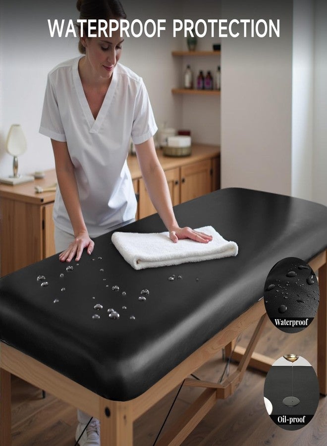 WENZMOC PU Leather Massage Table Cover Wipeable Vinyl Massage Spa Bed Cover Waterproof & Oilproof Lash Bed Covers Fitted 32" Wide (Black, 1 PCS) - Image 4