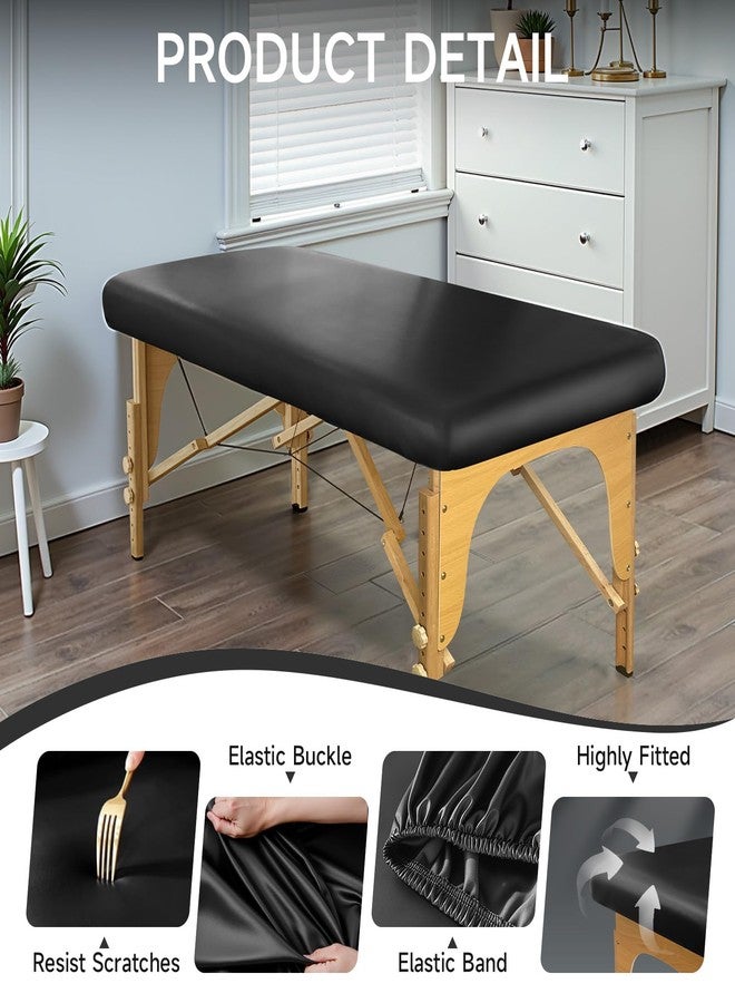 WENZMOC PU Leather Massage Table Cover Wipeable Vinyl Massage Spa Bed Cover Waterproof & Oilproof Lash Bed Covers Fitted 32" Wide (Black, 1 PCS) - Image 5