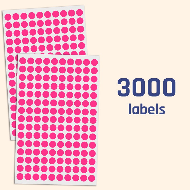 TownStix 3000 Pack, 0.375" Round Dot Stickers Circle Labels - Pink - Image 4