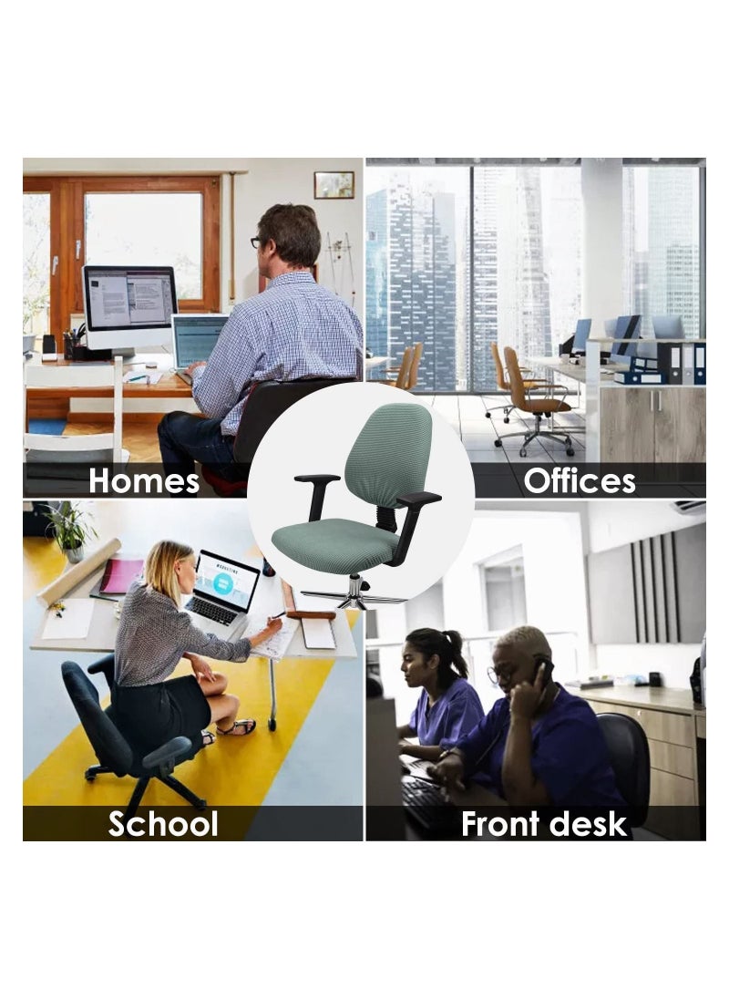 Excefore Office Chair Cover, 1Pair Stretch Jacquard Office Computer Chair Seat Covers, Removable Washable Anti-dust Desk Chair Seat Cushion Protectors for Office Computer Chairs (Not chair Include) (Cyan)  - Image 4