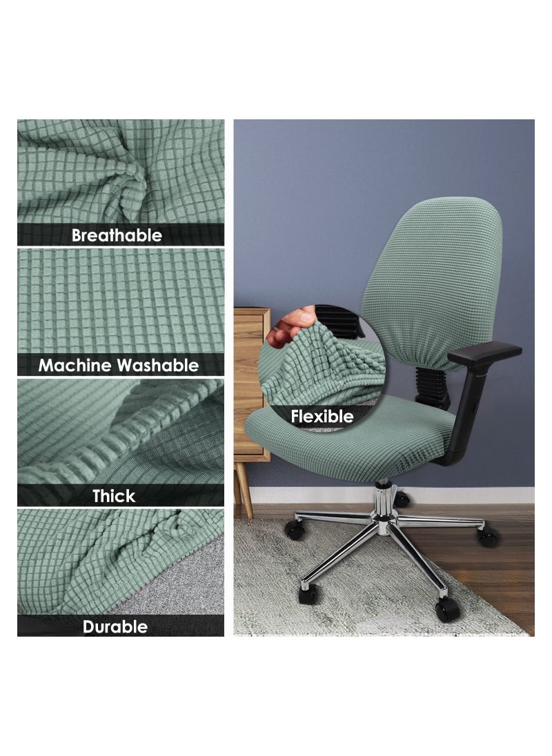 Excefore Office Chair Cover, 1Pair Stretch Jacquard Office Computer Chair Seat Covers, Removable Washable Anti-dust Desk Chair Seat Cushion Protectors for Office Computer Chairs (Not chair Include) (Cyan)  - Image 2