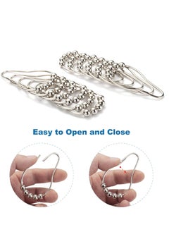 Amazer Amazer Shower Curtain Hooks, Decorative Rust Proof Stainless Steel Shower Curtain Hooks for Bathroom Shower Rods Set of 12, Polished Nickel  - Image 2