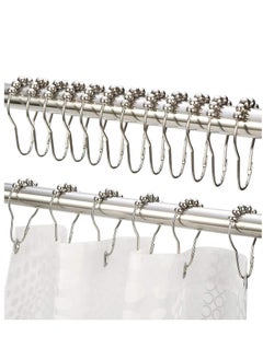 Amazer Amazer Shower Curtain Hooks, Decorative Rust Proof Stainless Steel Shower Curtain Hooks for Bathroom Shower Rods Set of 12, Polished Nickel  - Image 4