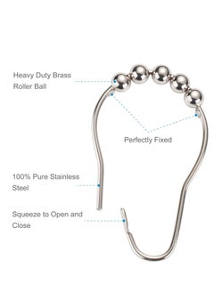 Amazer Amazer Shower Curtain Hooks, Decorative Rust Proof Stainless Steel Shower Curtain Hooks for Bathroom Shower Rods Set of 12, Polished Nickel  - Image 3